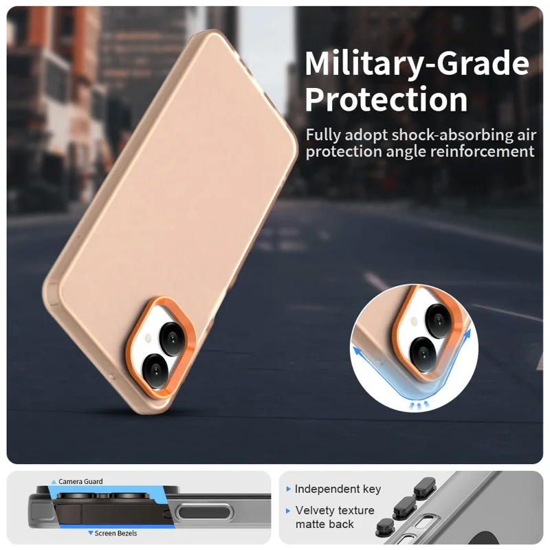 For Samsung Galaxy A06 5G Case PC + TPU + PET Matte Anti-Drop Phone Back Cover - Orange