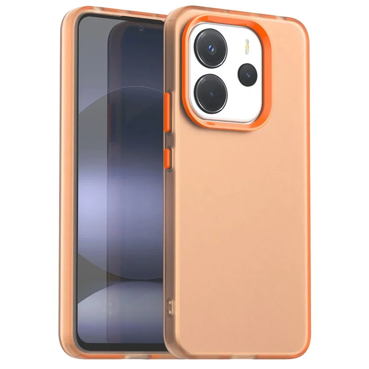 Чехол для Xiaomi Redmi Note 14 4G (164,84 мм) ПК + TPU + PET матовый противоударный задний чехол для телефона - Оранжевый