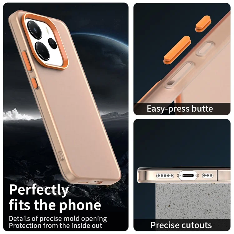 Чехол для Xiaomi Redmi Note 14 4G (164,84 мм) ПК + TPU + PET матовый противоударный задний чехол для телефона - Оранжевый
