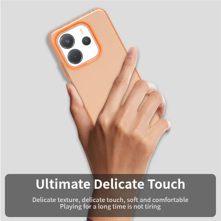 Чехол для Xiaomi Redmi Note 14 4G (164,84 мм) ПК + TPU + PET матовый противоударный задний чехол для телефона - Оранжевый