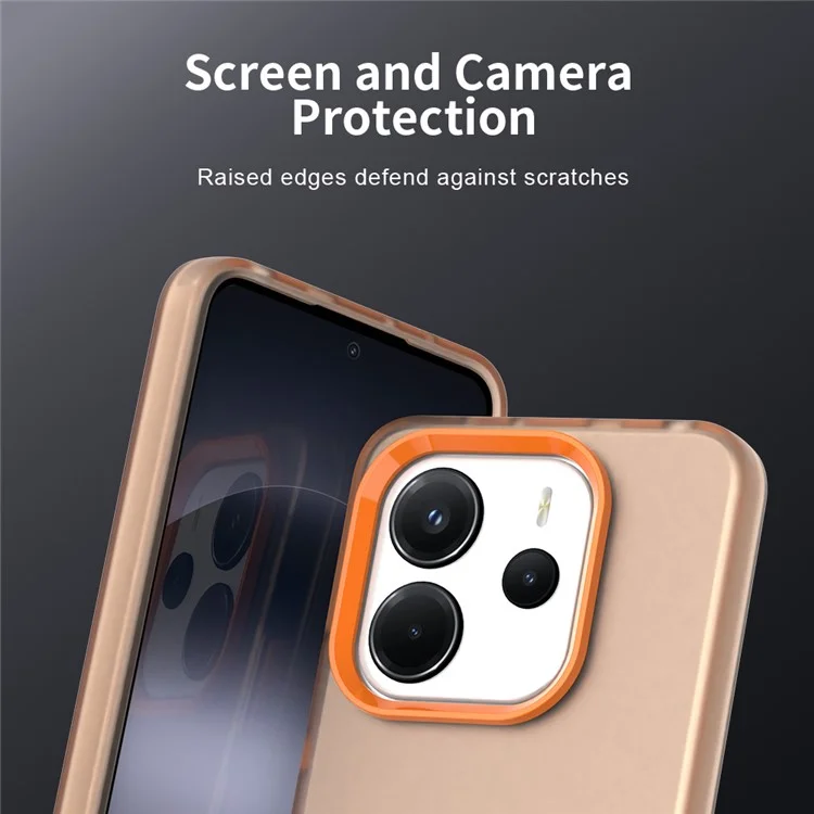 Чехол для Xiaomi Redmi Note 14 4G (164,84 мм) ПК + TPU + PET матовый противоударный задний чехол для телефона - Оранжевый