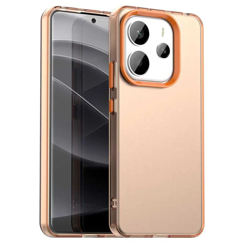 Telefoonhoesje voor Xiaomi Redmi Note 14 4G (163,25 mm) PC + TPU + PET, matte anti-val achterkant - Oranje
