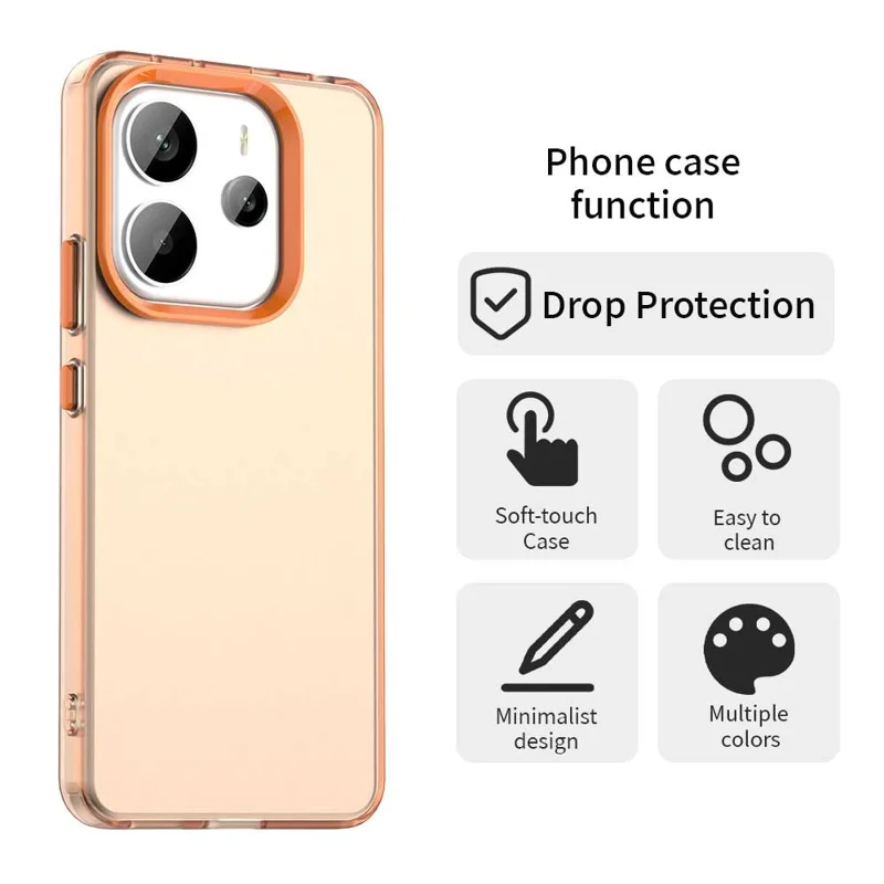 Telefoonhoesje voor Xiaomi Redmi Note 14 4G (163,25 mm) PC + TPU + PET, matte anti-val achterkant - Oranje