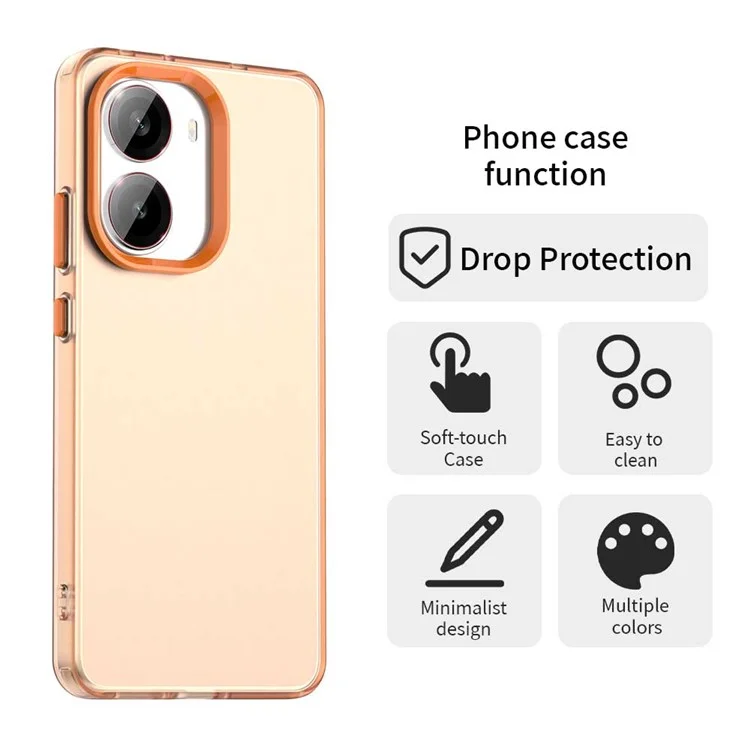 For Xiaomi Poco X7 Pro 5G  /  Redmi Turbo 4 5G Case PC + TPU + PET Matte Anti-Drop Phone Back Cover - Orange