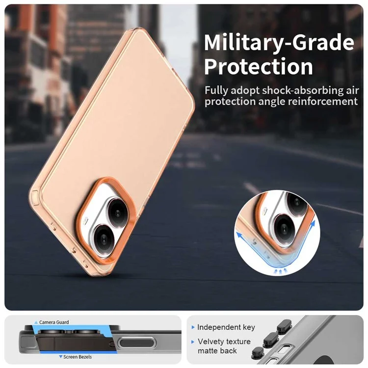 For Xiaomi Poco X7 Pro 5G  /  Redmi Turbo 4 5G Case PC + TPU + PET Matte Anti-Drop Phone Back Cover - Orange