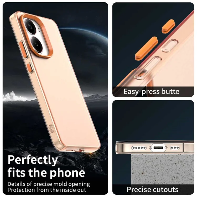 For Xiaomi Poco X7 Pro 5G  /  Redmi Turbo 4 5G Case PC + TPU + PET Matte Anti-Drop Phone Back Cover - Orange