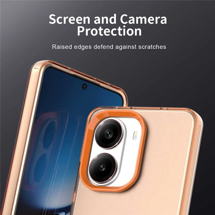 For Xiaomi Poco X7 Pro 5G  /  Redmi Turbo 4 5G Case PC + TPU + PET Matte Anti-Drop Phone Back Cover - Orange