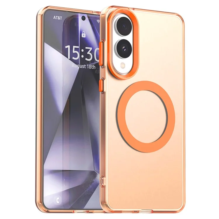 For Samsung Galaxy S25 Edge Case Compatible with MagSafe Anti Drop Hybrid Phone Back Cover - Orange