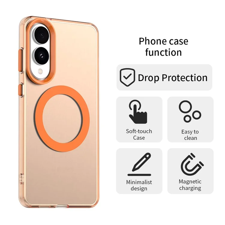 For Samsung Galaxy S25 Edge Case Compatible with MagSafe Anti Drop Hybrid Phone Back Cover - Orange