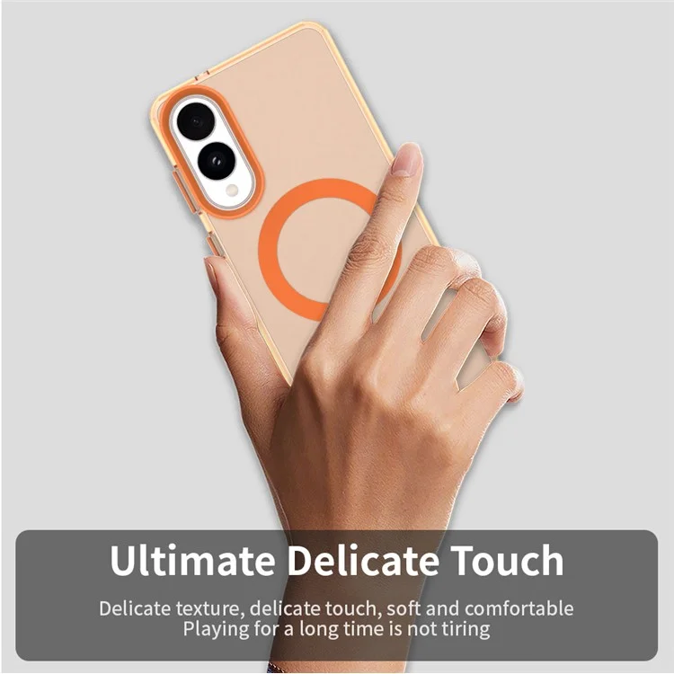 For Samsung Galaxy S25 Edge Case Compatible with MagSafe Anti Drop Hybrid Phone Back Cover - Orange
