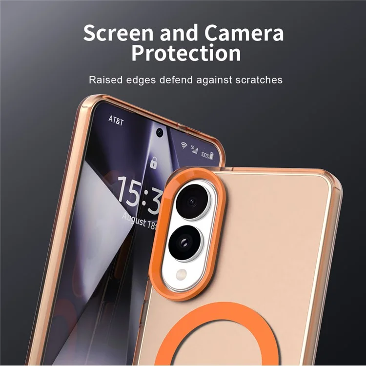 For Samsung Galaxy S25 Edge Case Compatible with MagSafe Anti Drop Hybrid Phone Back Cover - Orange