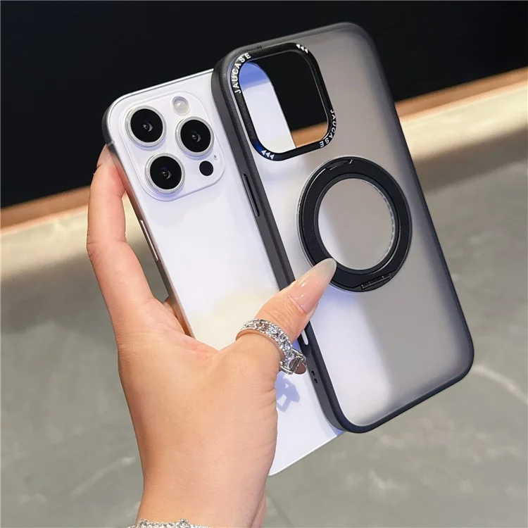 JAUCASE Per iPhone 16 Pro Cover Opaco Trasparente TPU + PC con Supporto Compatibile con MagSafe - Nero