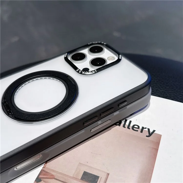 JAUCASE Per iPhone 16 Pro Cover Opaco Trasparente TPU + PC con Supporto Compatibile con MagSafe - Nero