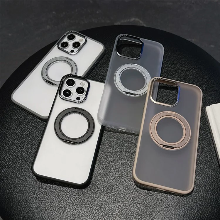JAUCASE Per iPhone 16 Pro Cover Opaco Trasparente TPU + PC con Supporto Compatibile con MagSafe - Nero