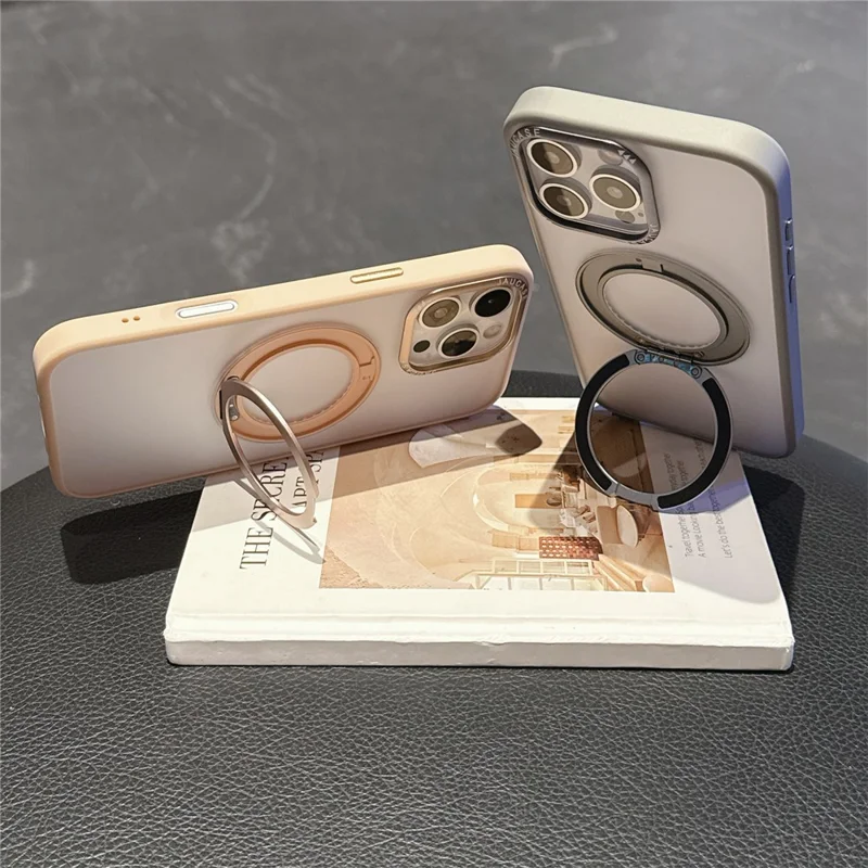 JAUCASE For iPhone 16 Pro Max Case Matte Clear TPU + PC Kickstand Cover Compatible with MagSafe - Silver