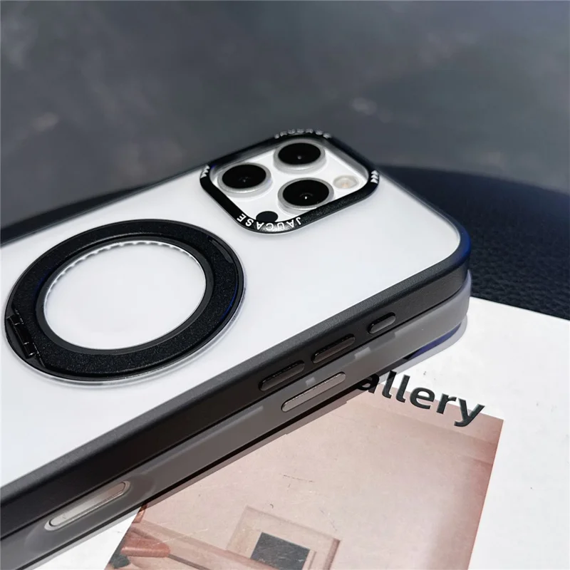 JAUCASE For iPhone 16 Pro Max Case Matte Clear TPU + PC Kickstand Cover Compatible with MagSafe - Silver