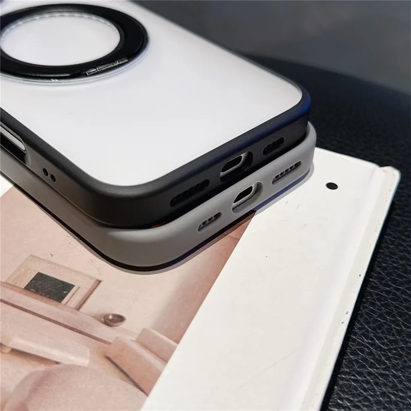 JAUCASE For iPhone 16 Pro Max Case Matte Clear TPU + PC Kickstand Cover Compatible with MagSafe - Silver