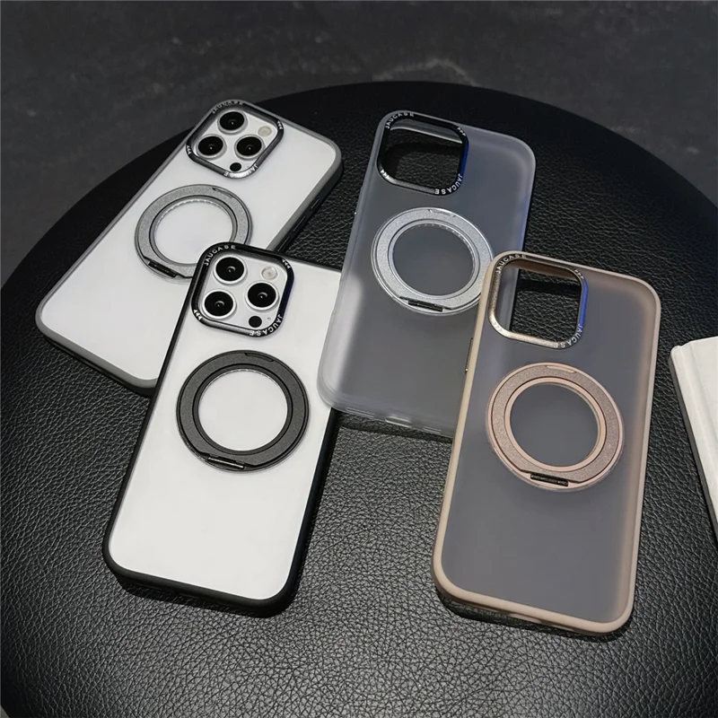 JAUCASE For iPhone 16 Pro Max Case Matte Clear TPU + PC Kickstand Cover Compatible with MagSafe - Silver