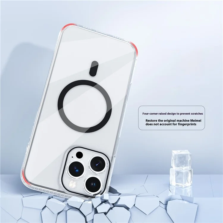 Capa para iPhone 15 Pro Case Cristal Transparente TPU + PC Capa Protetora Compatível com MagSafe - Preto