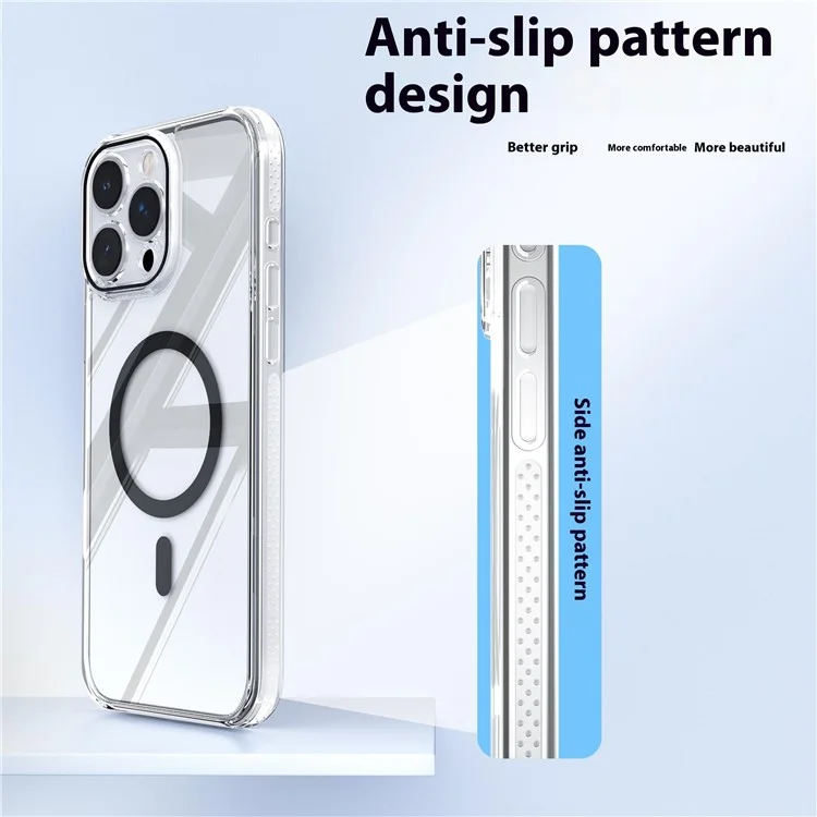 Capa para iPhone 15 Pro Case Cristal Transparente TPU + PC Capa Protetora Compatível com MagSafe - Preto