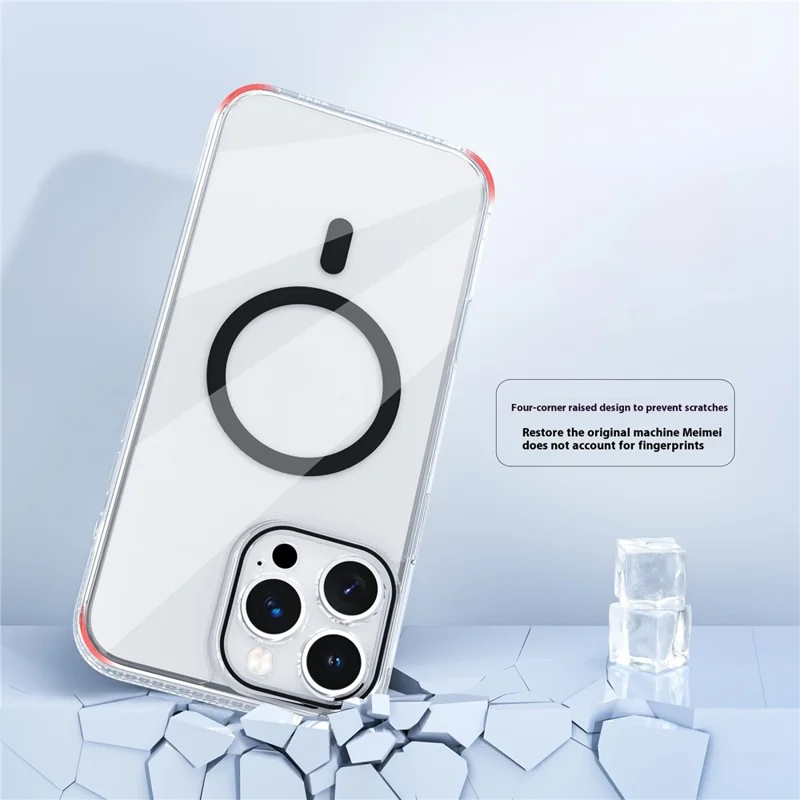 For iPhone 15 Pro Max Case Crystal Clear TPU + PC Protective Cover Compatible with MagSafe - Black