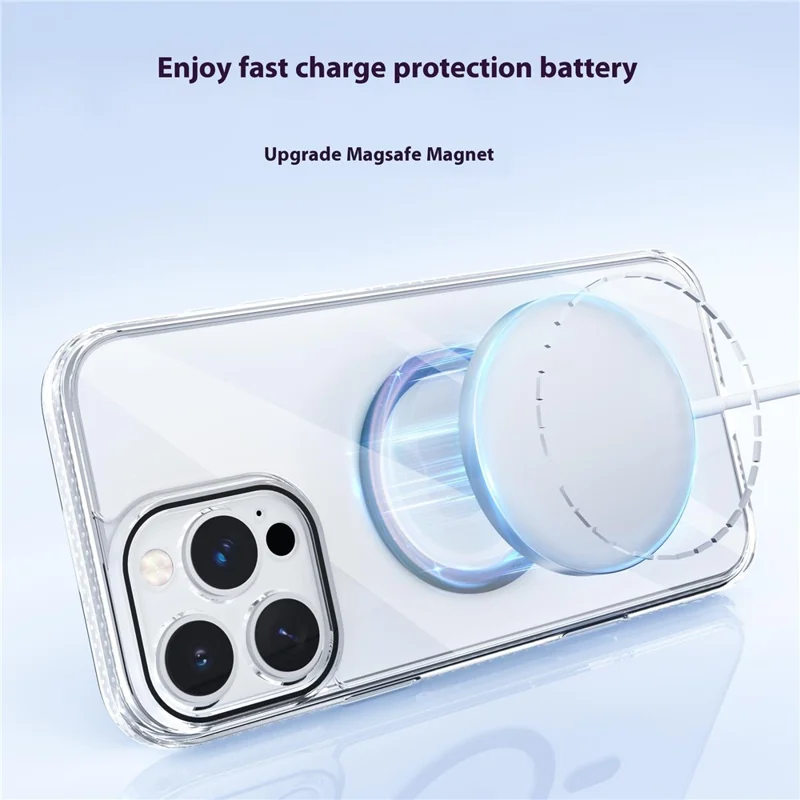 For iPhone 15 Pro Max Case Crystal Clear TPU + PC Protective Cover Compatible with MagSafe - White