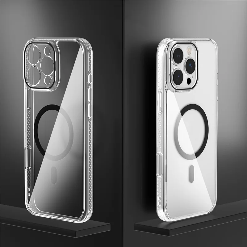 For iPhone 16 Pro Max Case Crystal Clear TPU + PC Protective Cover Compatible with MagSafe - Black