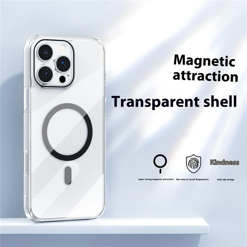 For iPhone 16 Pro Max Case Crystal Clear TPU + PC Protective Cover Compatible with MagSafe - Red