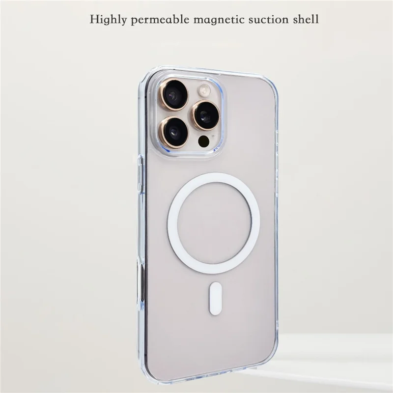 For iPhone 16 Pro Case Magnetic Case Shockproof TPU + PC Clear Phone Cover - White