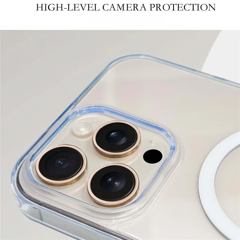 For iPhone 16 Pro Case Magnetic Case Shockproof TPU + PC Clear Phone Cover - White
