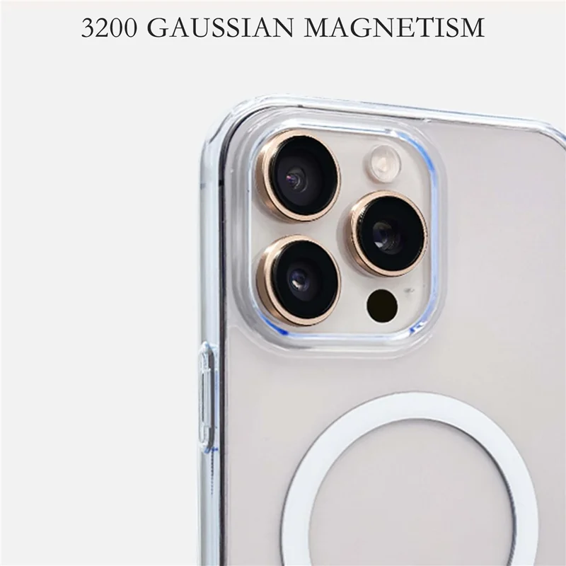 For iPhone 16 Pro Case Magnetic Case Shockproof TPU + PC Clear Phone Cover - White