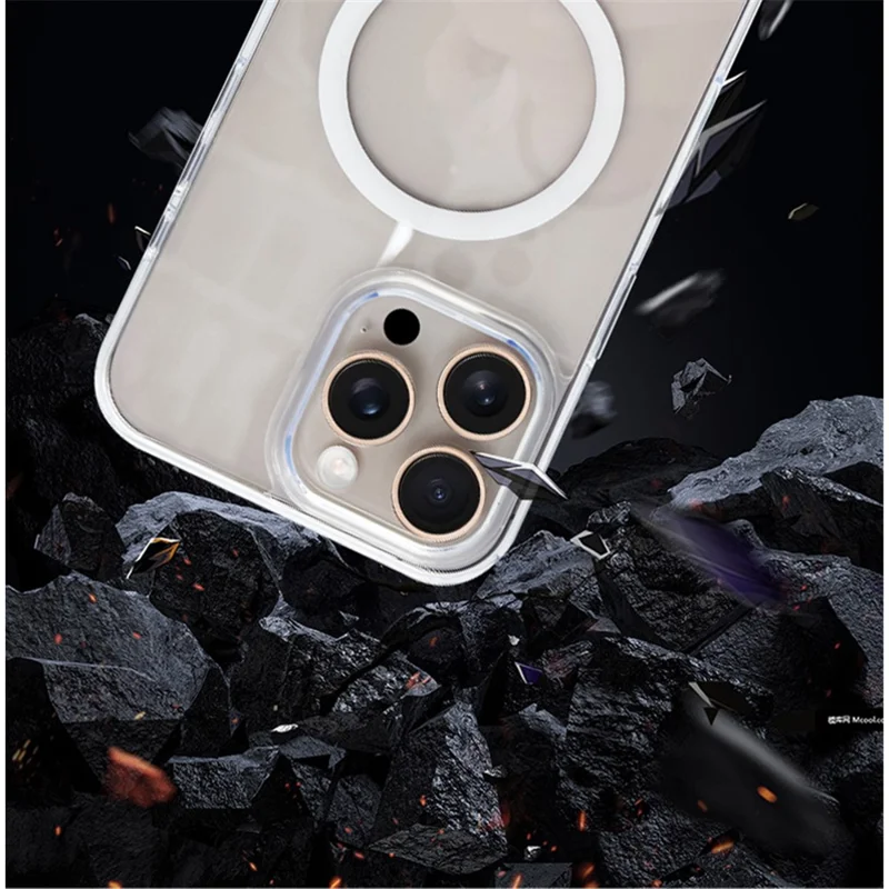For iPhone 16 Pro Case Magnetic Case Shockproof TPU + PC Clear Phone Cover - White
