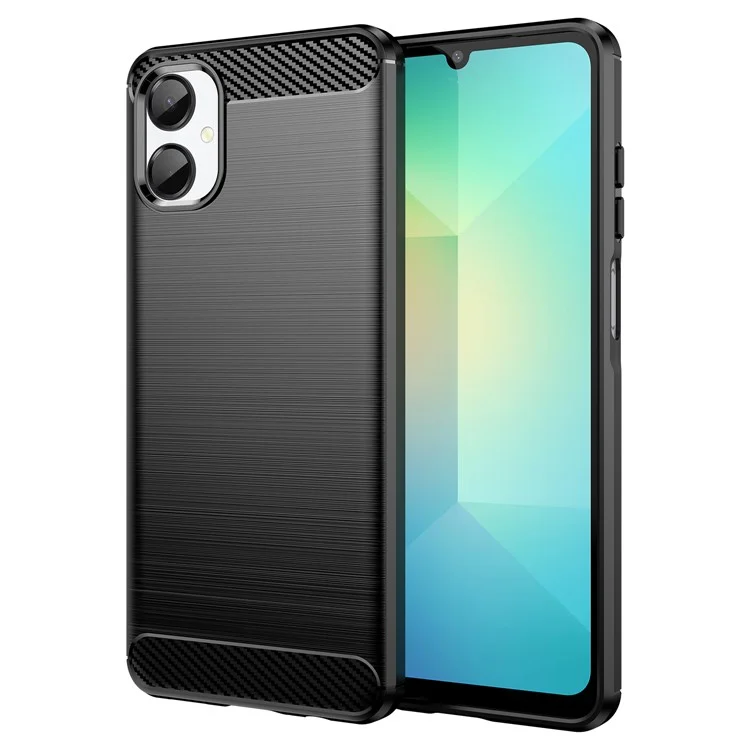 Funda Protectora para Samsung Galaxy A06 5G con Textura de Fibra de Carbono Cepillada - Negro