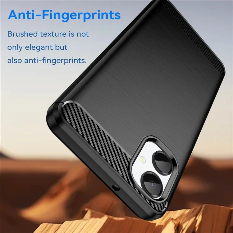 Funda Protectora para Samsung Galaxy A06 5G con Textura de Fibra de Carbono Cepillada - Negro