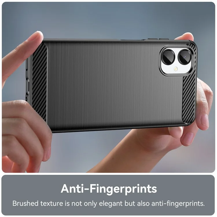 Funda Protectora para Samsung Galaxy A06 5G con Textura de Fibra de Carbono Cepillada - Negro