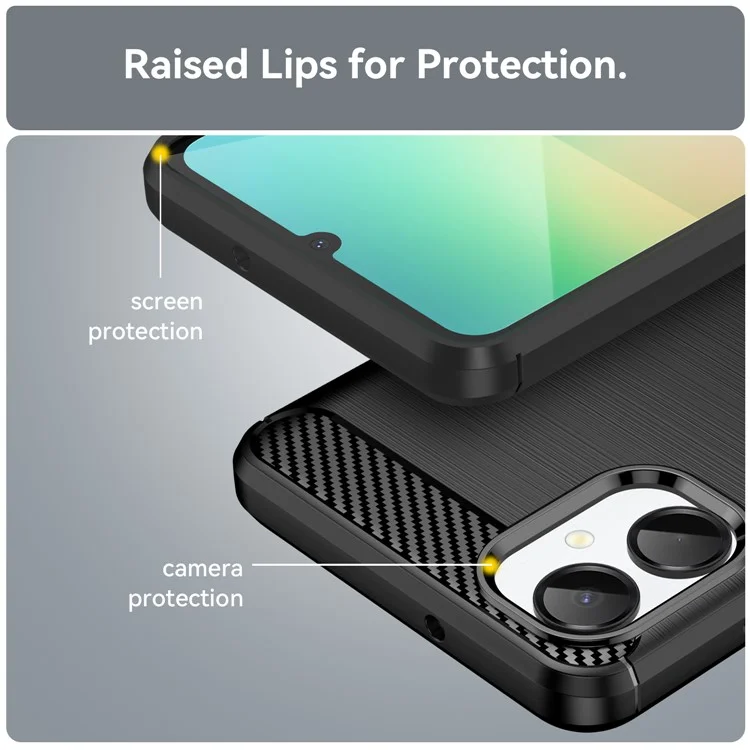 Funda Protectora para Samsung Galaxy A06 5G con Textura de Fibra de Carbono Cepillada - Negro