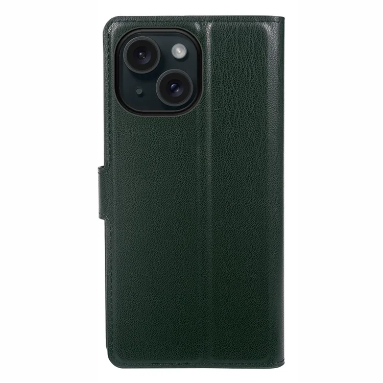 For iPhone 15 Stand Case Biobased Eco-Friendly RPET RPVB Slim Phone Cover with Wallet - Blackish Green