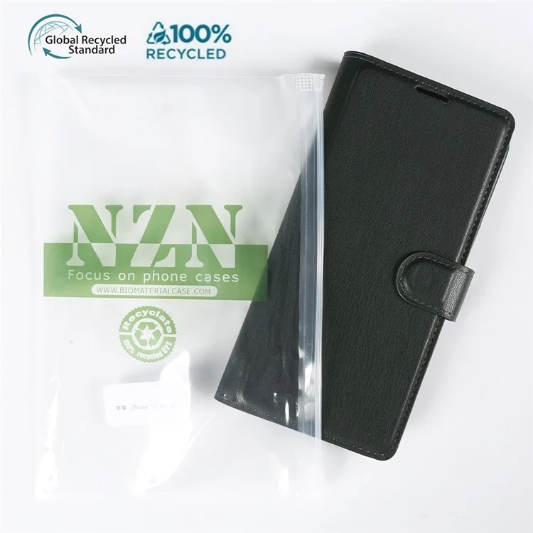Custodia con supporto per iPhone 16 in materiale biocompatibile Eco-Friendly RPET RPVB Sottile con Portafogli - Verde Scuro