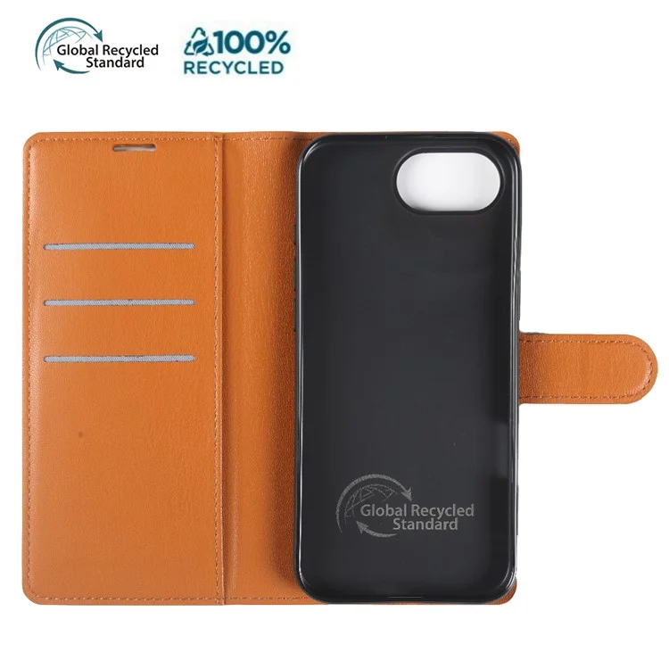 Capa com Suporte para iPhone 16e Ecológica Biológica RPET RPVB Slim com Carteira - Laranja