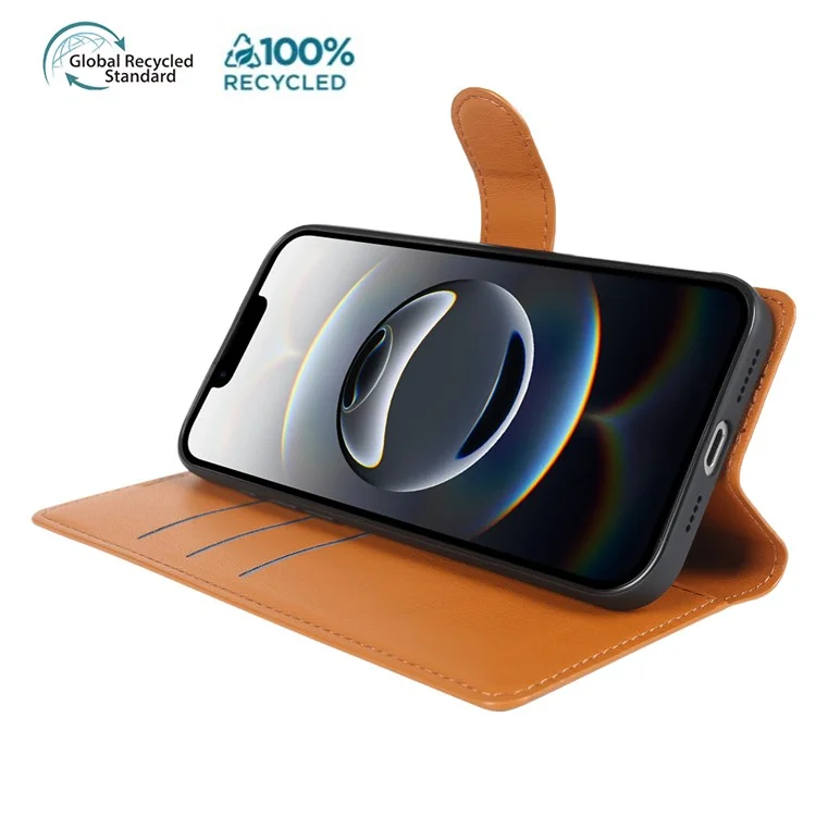 Capa com Suporte para iPhone 16e Ecológica Biológica RPET RPVB Slim com Carteira - Laranja