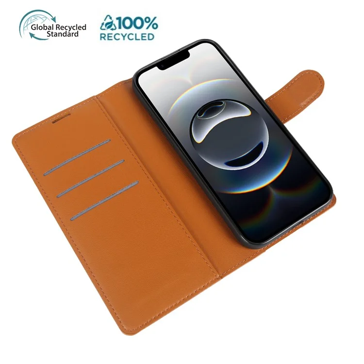 Capa com Suporte para iPhone 16e Ecológica Biológica RPET RPVB Slim com Carteira - Laranja
