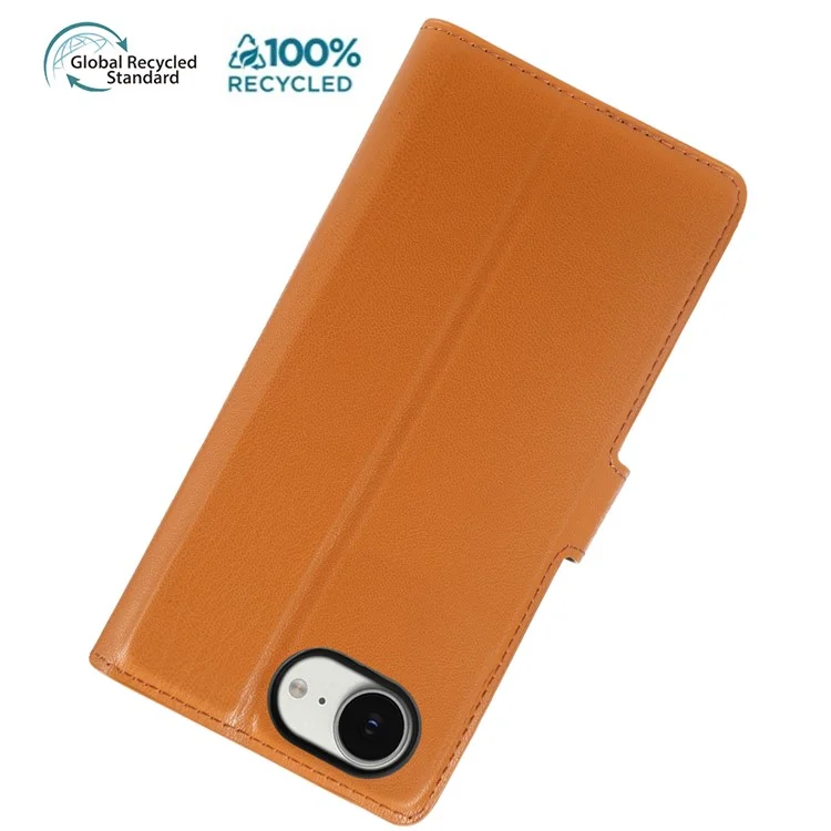 Capa com Suporte para iPhone 16e Ecológica Biológica RPET RPVB Slim com Carteira - Laranja