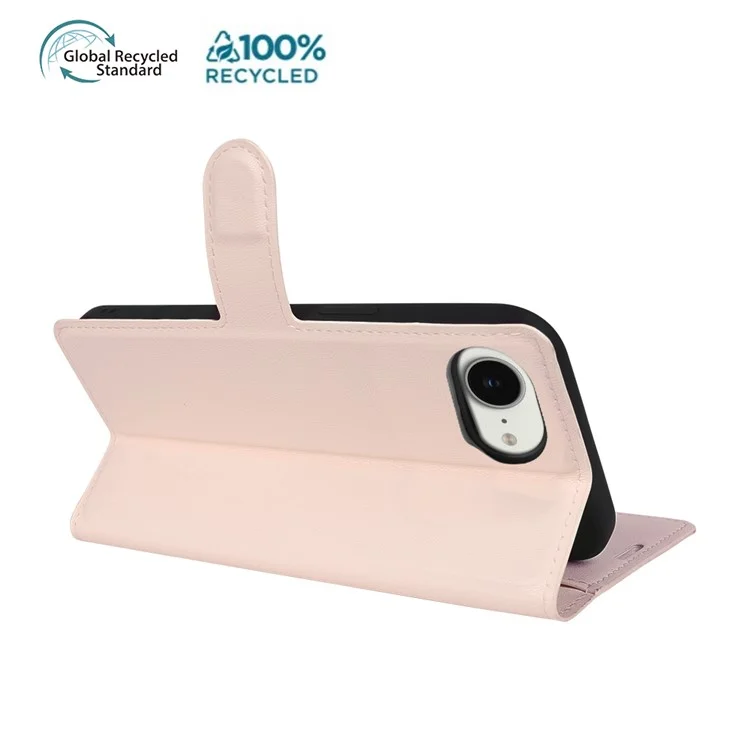 For iPhone 16e Stand Case Biobased Eco-Friendly RPET RPVB Slim Phone Cover with Wallet - Pink