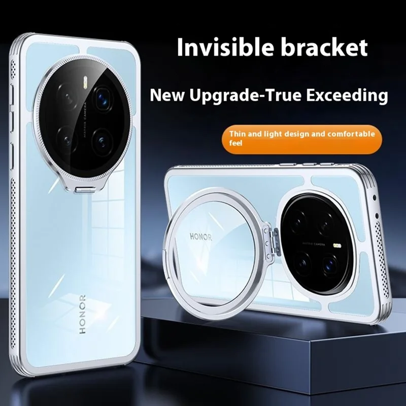 For Honor Magic7 Pro 5G Case Heat Dissipation TPU + PC Clear Phone Back Cover with Glass Lens Guard