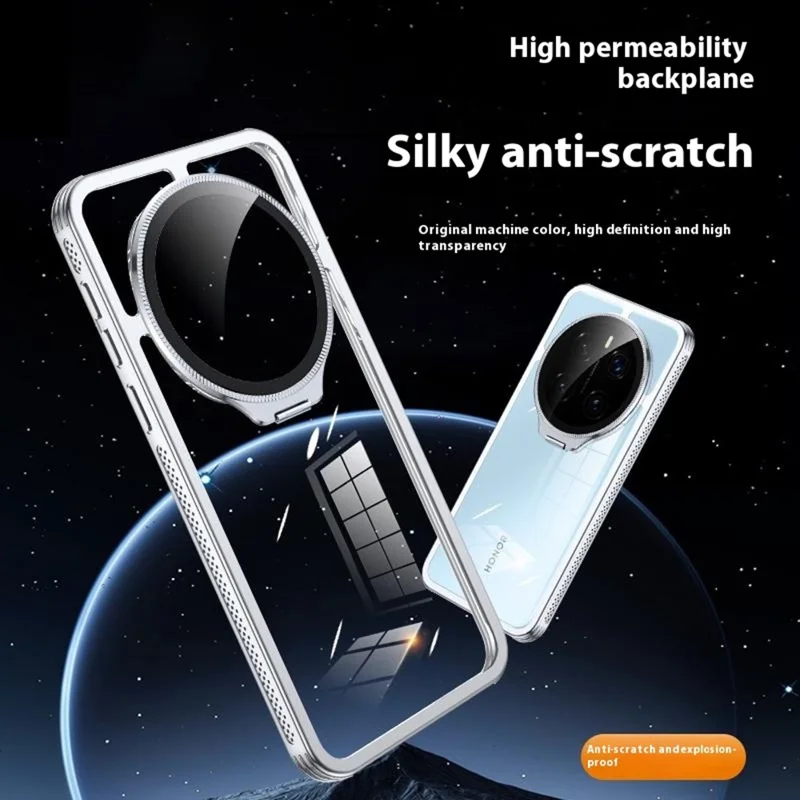 For Honor Magic7 Pro 5G Case Heat Dissipation TPU + PC Clear Phone Back Cover with Glass Lens Guard