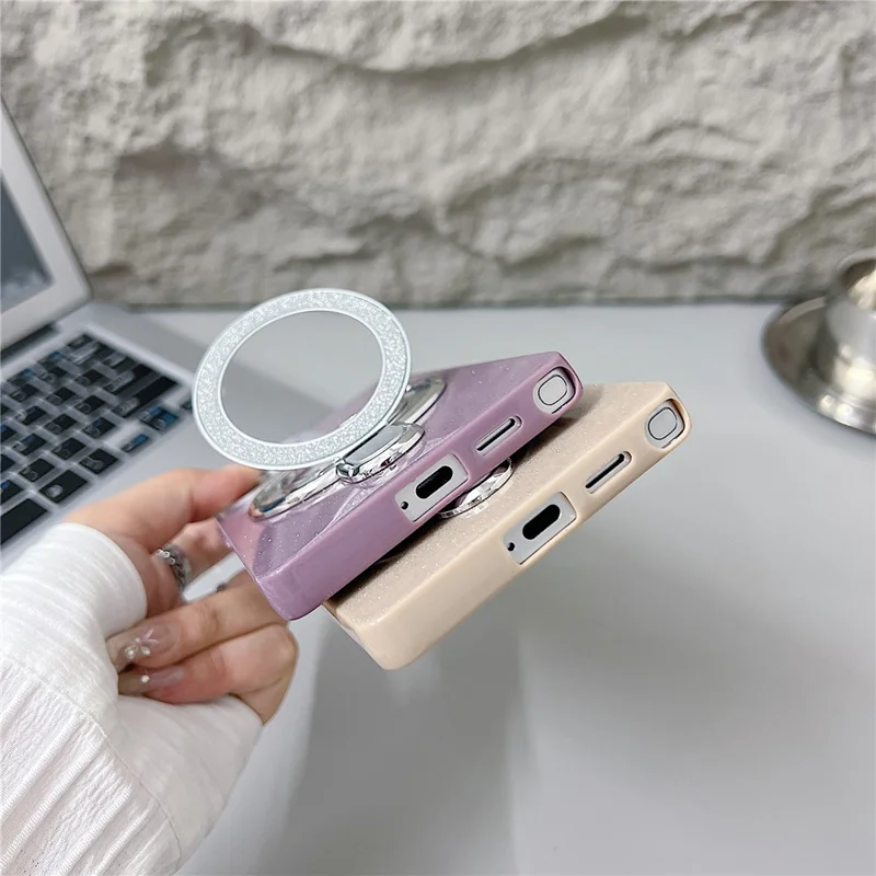 For Samsung Galaxy S25 Ultra Magnetic Case with Kickstand Glitter Design TPU + Acrylic Phone Back Cover - Black