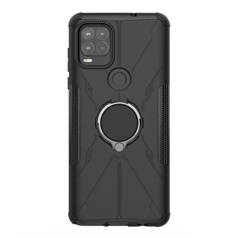 Pour Motorola Moto G Stylus 5G (2021) Soft TPU Hard PC Back Anti-fingerprints Téléphone Bague Rendre de la Bague - le Noir