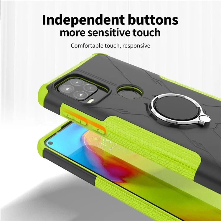 Pour Motorola Moto G Stylus 5G (2021) Soft TPU Hard PC Back Anti-fingerprints Téléphone Bague Rendre de la Bague - le Noir