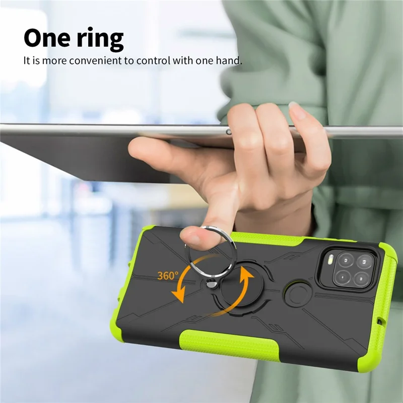 Pour Motorola Moto G Stylus 5G (2021) Soft TPU Hard PC Back Anti-fingerprints Téléphone Bague Rendre de la Bague - le Noir