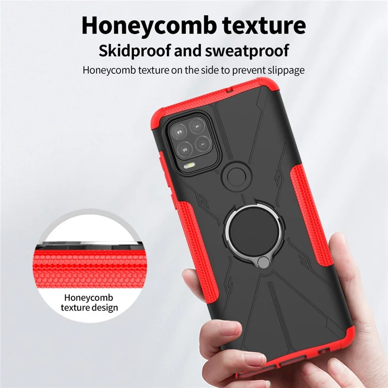 Pour Motorola Moto G Stylus 5G (2021) Soft TPU Hard PC Back Anti-fingerprints Téléphone Bague Rendre de la Bague - le Noir
